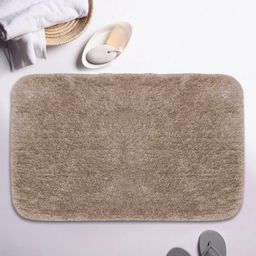 BIANCA Khaki-Coloured Solid Anti-Skid Bath Rugs-image-3