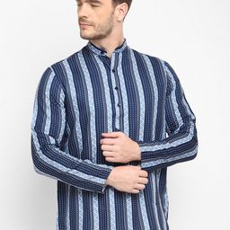 Hangup Men Blue Geometric Printed Kurta-53