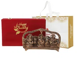 INTERNATIONAL GIFT Laxmi Ganesh Saraswati Metal Idol Showpiece With Best Wishes Tag & Box-image-19