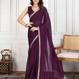 House Of Pataudi Purple Rangoli Silk Plan Ready to wear Saree With Blouse-image-76