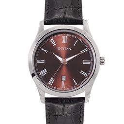 Titan Men Leather Analogue Watch 1823SL03-Brown-36