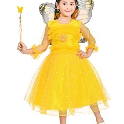 Zenat Girls Ruffled Net Fit & Flare Midi Dress-image-57