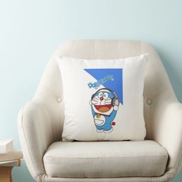 Anikmart White & Blue Printed Prefilled Square Cushion-image-21