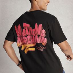 WROGN Printed Drop-Shoulder Sleeves Oversized Pure Cotton T-shirt-image-98