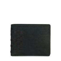Second SKIN Men Olive Green & Black Woven Design Leather Two Fold Wallet-image-67