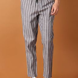 V-Mart Men Striped Mid-Rise Cotton Trousers-picture-18
