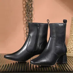 El Paso Women Pointed Toe Block Heel Chelsea Boots-36