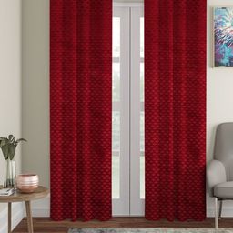 HOSTA HOMES Maroon Set of 2 Geometric Door Curtains-image-19