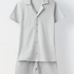 SPUNKIES Boys Textured Short Sleeves Shirt With Shorts-image-97