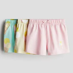 H&M Girls Pack of 3 Loose Fit Cotton Shorts-picture-23