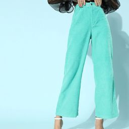 SASSAFRAS Women Green Straight Fit High-Rise Corduroy Chinos Trousers-picture-25
