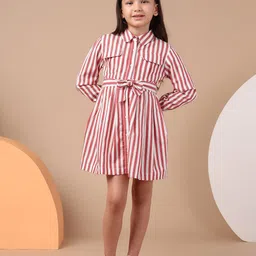 U.S. Polo Assn. Kids Cotton Striped Shirt Dress with Belt-picture-39