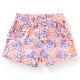Babyhug Cotton Knit Shorts Shell Print - Peach-image-8