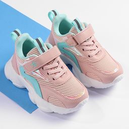 Cute Walk by Babyhug Solid Colour Velcro Closure Sneakers - Pink & Green-picture-17