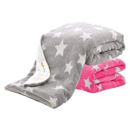 OYO BABY New Born Baby Blankets All Season Fluffy 2 Layered AC Wrapping Blanket  Pink and Grey Star Printed Pack of 2-7