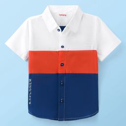 Babyhug Cotton Woven Half Sleeve Regular Cut & Sew Solid Shirt- Multicolour-picture-20