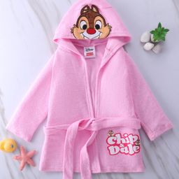 Babyhug Disney Terry Knit Hooded Full Sleeves Bath Robe With Pockets and Chip N Dale Graphics - Pink-image-23