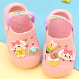 Oh! Pair Clogs with Back Strap Closure & Kitty Applique - Pink-image-46