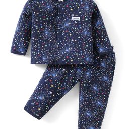 ToffyHouse Single Jersey Knit Full Sleeves Night Suit With Space Theme Print - Navy Blue-picture-24