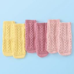 Cute Walk by Babyhug Anti-Bacterial Ankle Length Solid Color Socks  Pack of 3 - Yellow & Peach-image-72