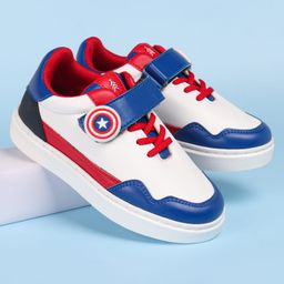 Pine Kids Marvel Avengers Patch Casual Shoes with Velcro Closure - White & Blue-image-64