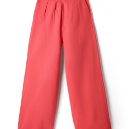 Kookie Kids Cotton Woven Full Length Pleated Wide Leg Lounge Pant With Pockets - Pink-image-89