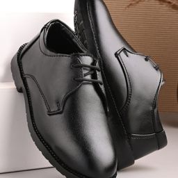 Stefens Solid Formal Lace Up Derby Shoes - Black-image-5