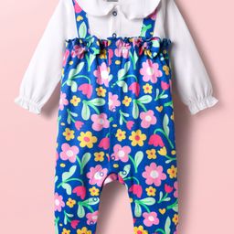 Babyhug 100% Cotton Interlock Knit Full Sleeves Romper with Floral Print - Multicolor-image-65