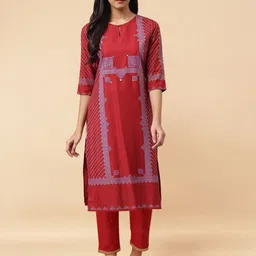 W Women Geometric Printed Kurta with Trousers-picture-32