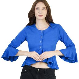 ARTYSKA Bell Sleeve Cotton Peplum Top-image-98