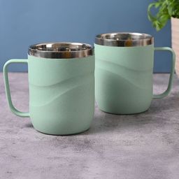 eha Green 2 Pieces Textured Microwave Safe Matte Finish Mugs 400 ml-27