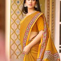 Anouk Rustic Striped Silk Blend Block Print Saree image 3