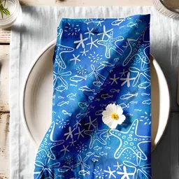 Vargottam 12-Pcs Blue & White Printed Cotton Table Napkins-8