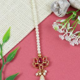 Asthetika Kids Girls Gold-Plated Kundan Studded Maang Tikka-20