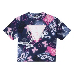 GUESS kids Girls Graphic Printed Round Neck Cotton T-shirt-image-18