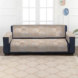 HOSTA HOMES Set Of 8 Cream Jacquard Velvet 3 Seater Sofa Cover With Arm Rest-image-58