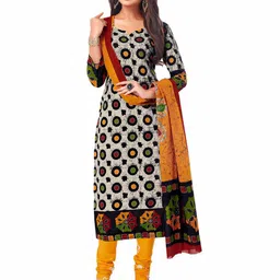 MIRAAN Geometric Printed Pure Cotton Unstitched Dress Material-image-1