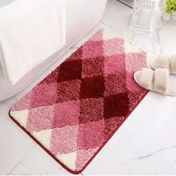 Kuber Industries Soft Bathroom Mat Anti-Slip Mat For Bathroom Floor Diamond Design (Red)-picture-7