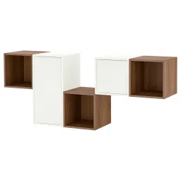 ikea eket Wall-mounted cabinet combination, white/walnut effect, 175x35x70 cm-picture-10