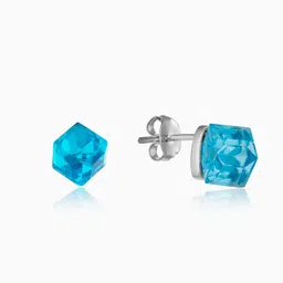 GIVA 925 Sterling Silver Rhodium-Plated Stone Studded Cubic Shaped Studs-image-97