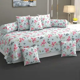 HIYANSHI HOME FURNISHING Set of 8-Piece Floral Print Cotton Diwan Set-picture-44