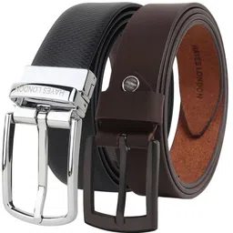 Hayes London Men Pack of 2 Leather Reversible Formal Belt-image-60