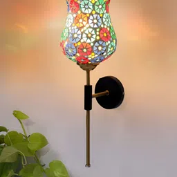 Devansh White & Green Metal Traditional Wall Lamp-image-39