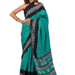 Craft Musium Abstract Printed Pure Cotton Saree With Unstitched Blouse Piece-picture-7