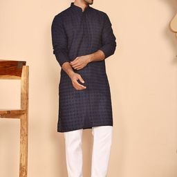 Anouk Men Ethnic Motifs Embroidered Regular Chikankari Kurta with Pyjamas Kurta Sets-53