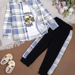 BAESD Boys Checked T-shirt and Shirt-image-44