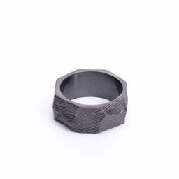 ZACH Rhodium Black Comet Ring-image-5