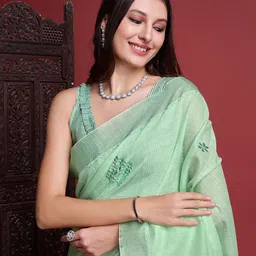 Mitera Ethnic Motifs Embroidered Saree-image-29