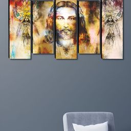 Myntra Elegant Homes White & Brown 5 Pieces Canvas Religious Yeshu Painting Wall Arts-image-83