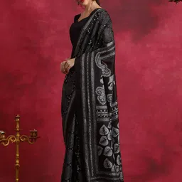 Anouk Rustic Ethnic Motifs Silk Blend Block Print Saree image 2